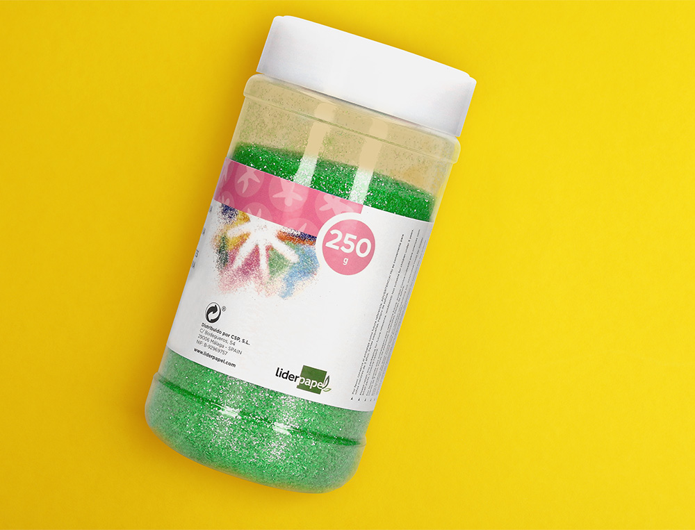 PURPURINA LIDERPAPEL FANTASIA COLOR METALICO VERDE PASTEL BOTE DE 250 GR