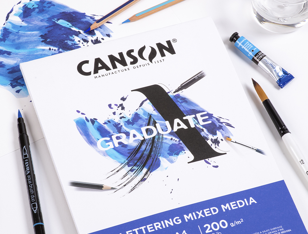 BLOC DIBUJO MULTITECNICAS CANSON GRADUATE LETTERING MIXED MEDIA 210X297 MM CM 20 HOJAS 200 GR/M2
