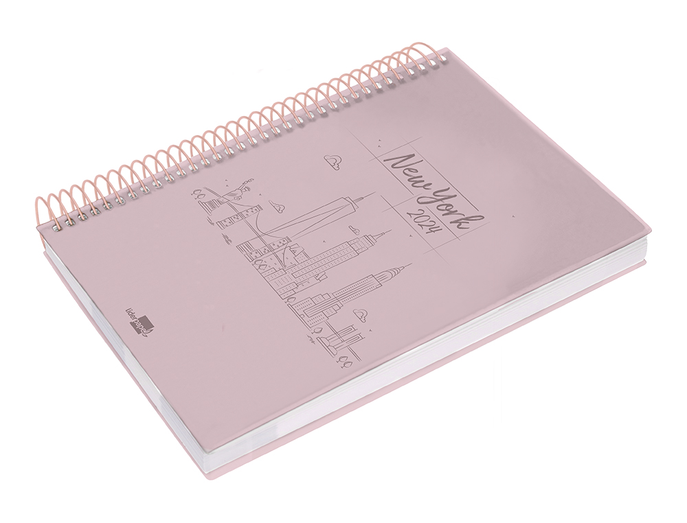 AGENDA ESPIRAL LIDERPAPEL GAZI A4 2024 DIA PAGINA PORTADA POLIPROPILENO PAPEL 70 GR NEW YORK