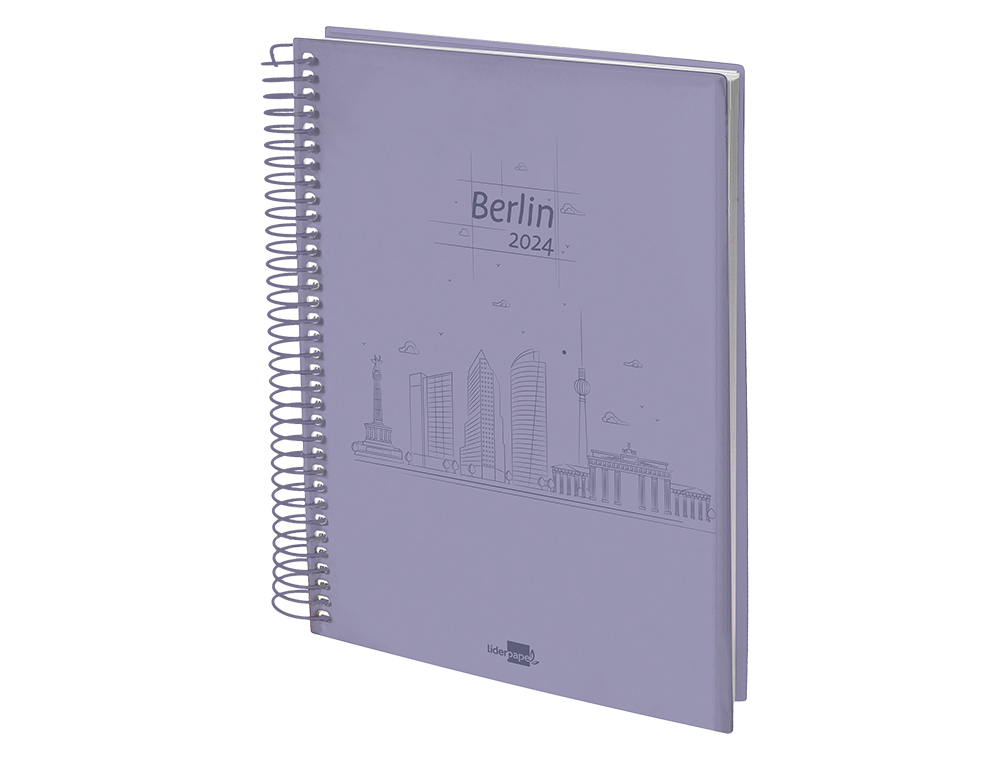 AGENDA ESPIRAL LIDERPAPEL GAZI A6 2024 SEMANA VISTA PORTADA POLIPROPILENO PAPEL 70 GR BERLIN
