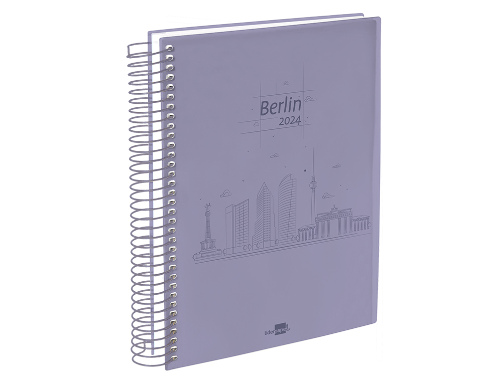 AGENDA ESPIRAL LIDERPAPEL GAZI A6 2024 SEMANA VISTA PORTADA POLIPROPILENO PAPEL 70 GR BERLIN