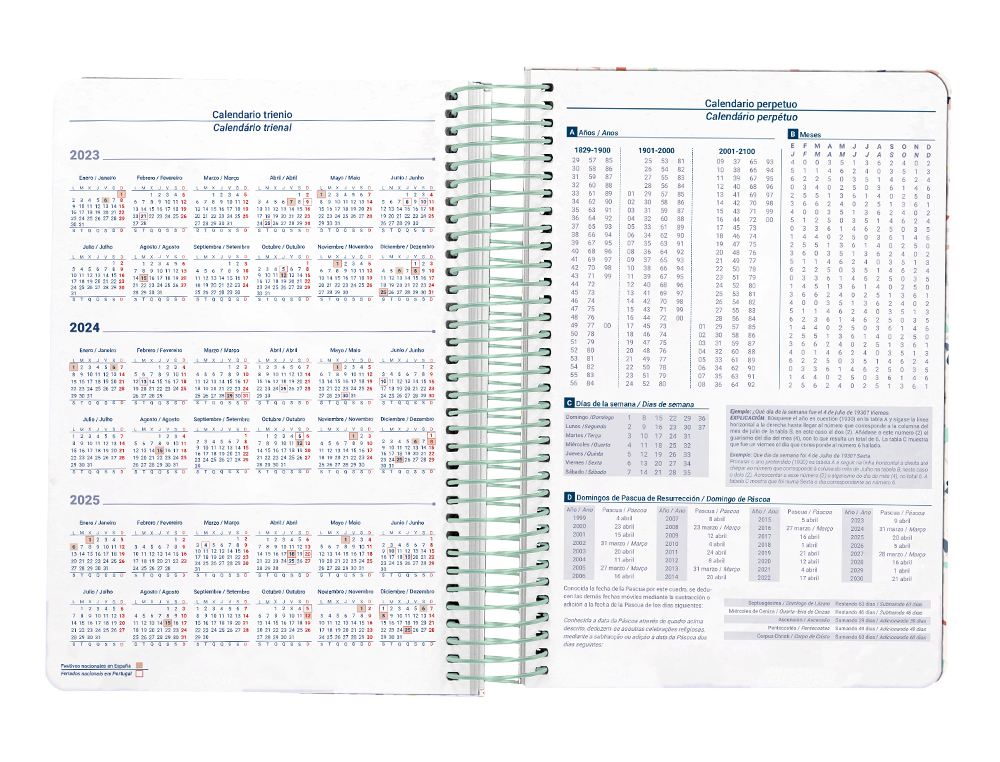 AGENDA ESPIRAL LIDERPAPEL PERISSA A4 2024 DIA PAGINA PAPEL 80 GR DISEO TERRAZO