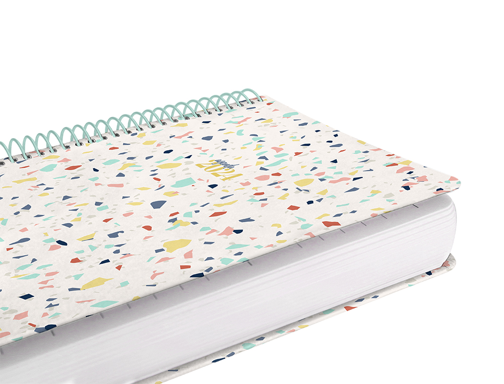 AGENDA ESPIRAL LIDERPAPEL PERISSA A4 2024 DIA PAGINA PAPEL 80 GR DISEO TERRAZO