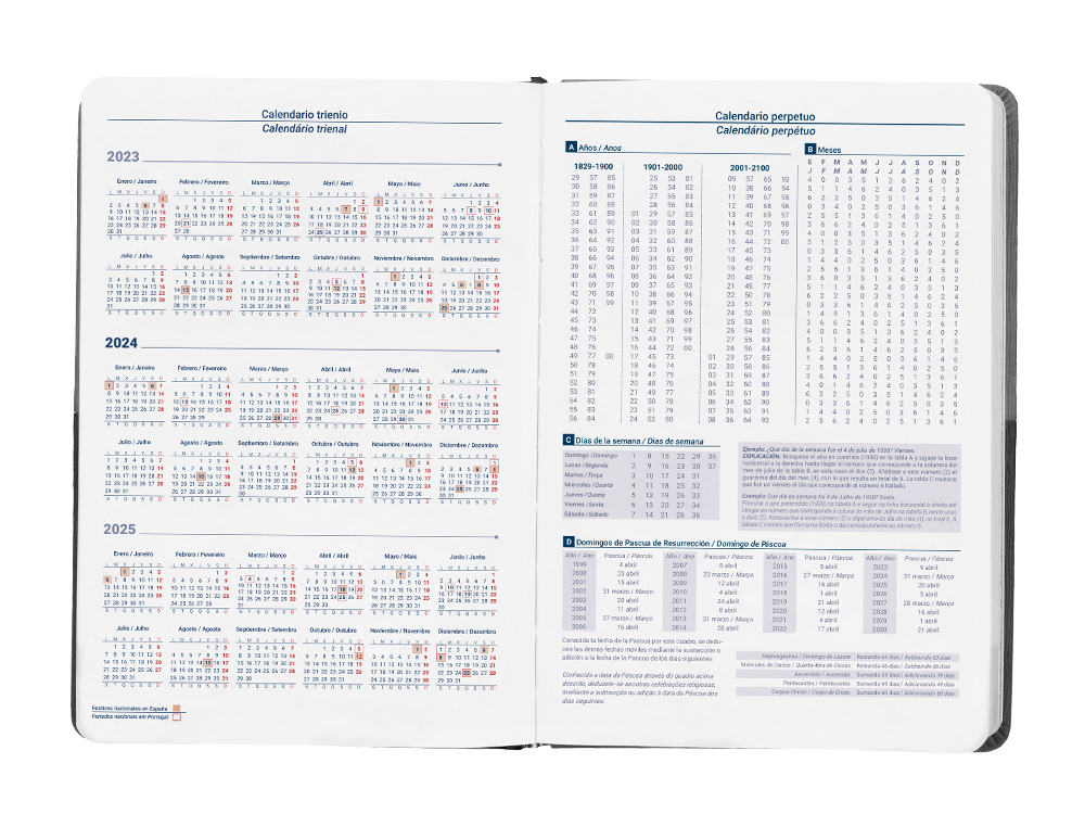 AGENDA ENCUADERNADA LIDERPAPEL LEONTIO A5 2024 DIA PAGINA COLOR GRIS PAPEL 70 GR