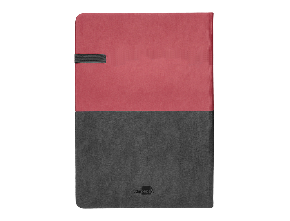 AGENDA ENCUADERNADA LIDERPAPEL LEONTIO A5 2024 DIA PAGINA GRIS Y ROJO PAPEL 70 GR