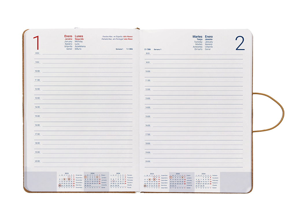 AGENDA ENCUADERNADA MILOS LIDERPAPEL A5 2024 DIA PAGINA MULTICOLOR PAPEL 70 GR