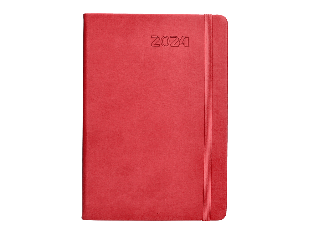 AGENDA ENCUADERNADA LIDERPAPEL ESPARTA 15X21 CM 2024 DIA PAGINA CON GOMILLA COLOR ROSA PAPEL 70 GR