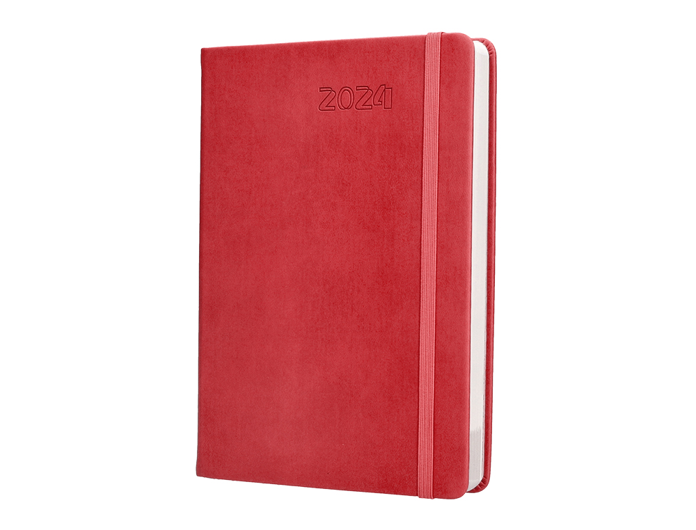 AGENDA ENCUADERNADA LIDERPAPEL ESPARTA 15X21 CM 2024 DIA PAGINA CON GOMILLA COLOR ROSA PAPEL 70 GR