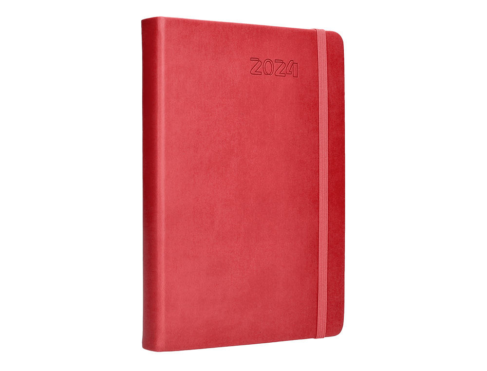AGENDA ENCUADERNADA LIDERPAPEL ESPARTA 15X21 CM 2024 DIA PAGINA CON GOMILLA COLOR ROSA PAPEL 70 GR