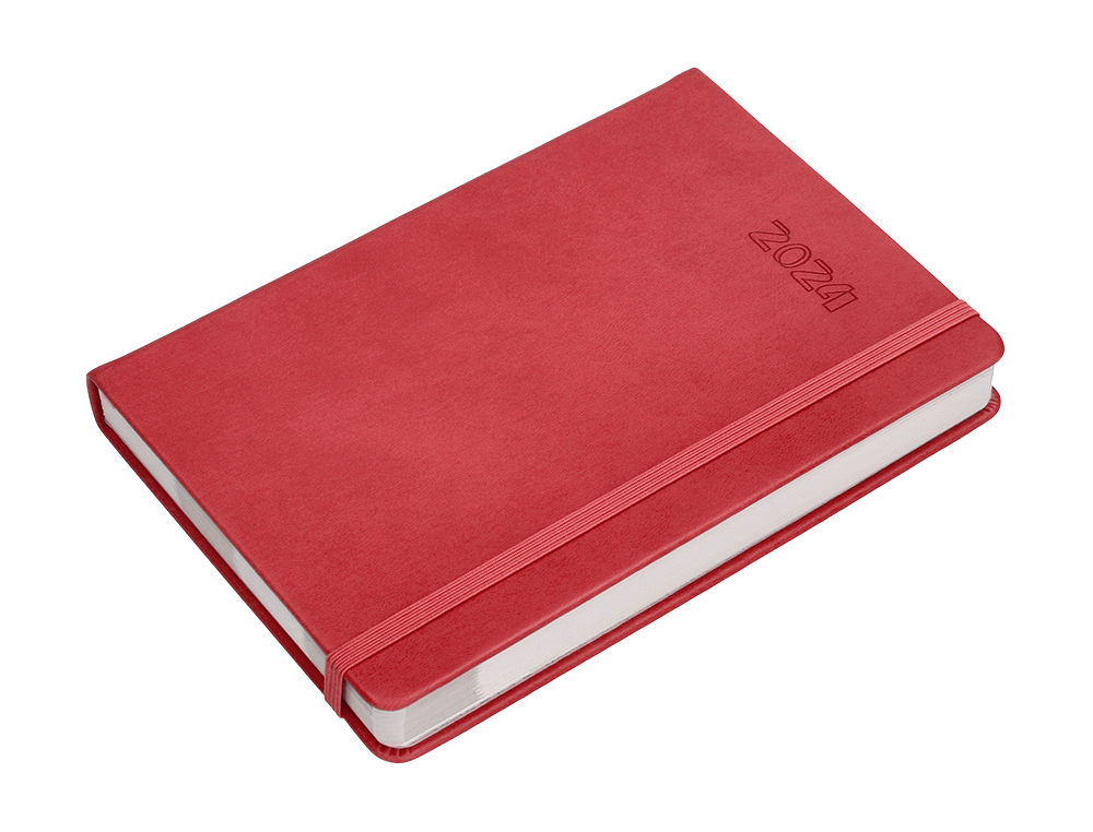 AGENDA ENCUADERNADA LIDERPAPEL ESPARTA 15X21 CM 2024 DIA PAGINA CON GOMILLA COLOR ROSA PAPEL 70 GR