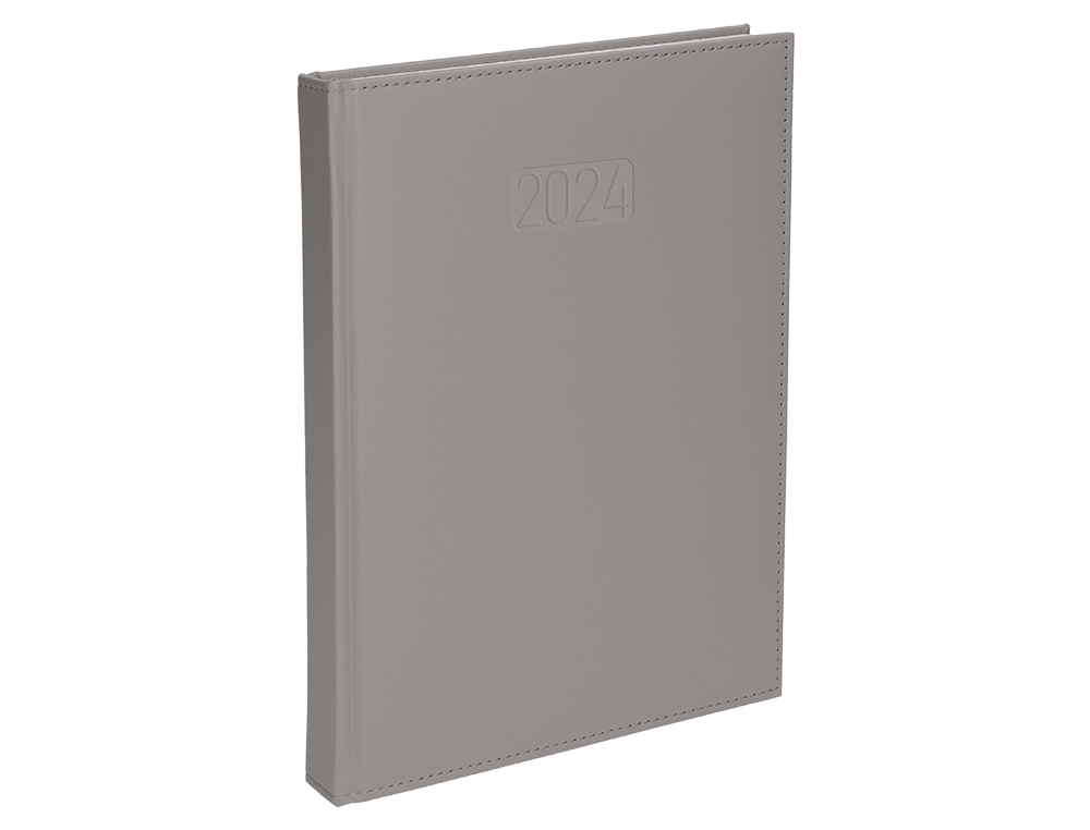 AGENDA ENCUADERNADA LIDERPAPEL CRETA 15X21 CM 2024 SEMANA VISTA COLOR GRIS PAPEL 70 GR