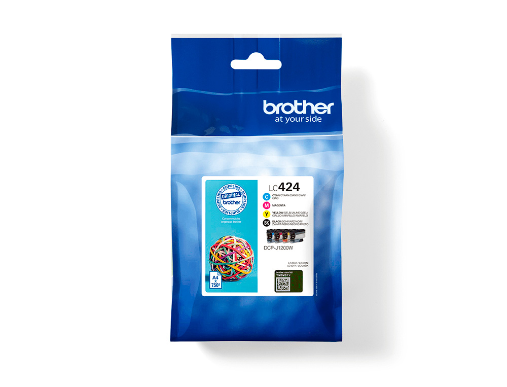 INK-JET BROTHER LC424VAL DCP-J1200W PACK 4 COLORES NEGRO / AMARILLO / CIAN / MAGENTA 750 HOJAS
