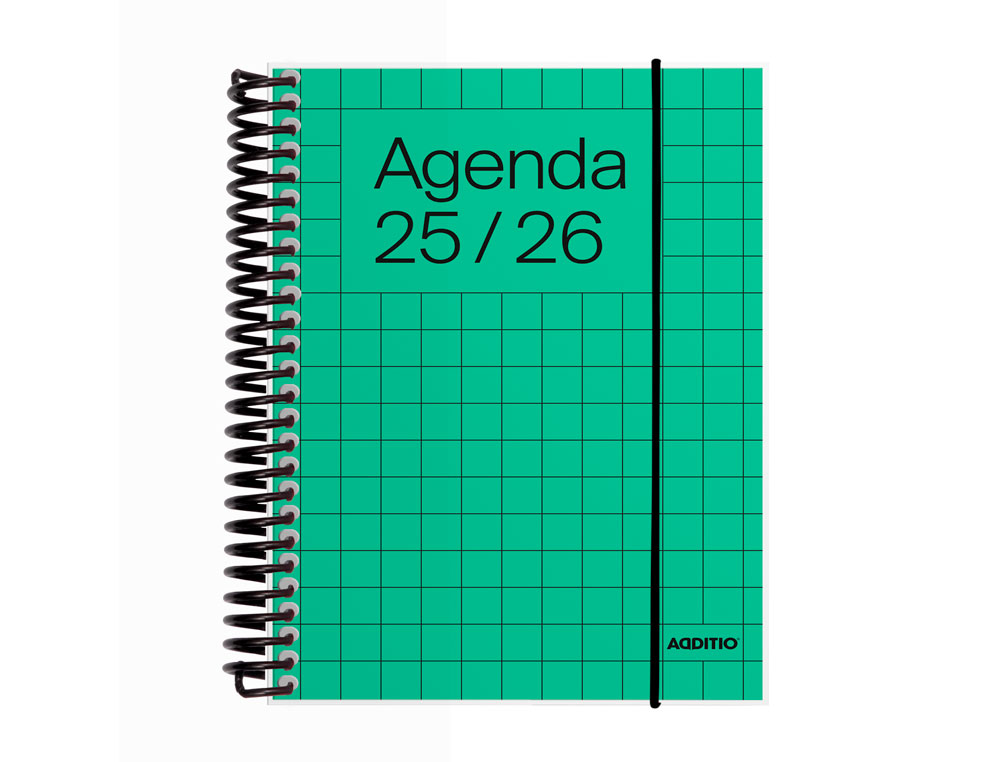 AGENDA ESPIRAL ADDITIO UNIVERSAL DIA PAGINA 288 PAGINAS TAPA PVC TRANSPARENTE 125X170 MM