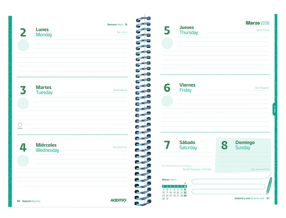 AGENDA ESPIRAL ADDITIO ESCOLAR PLANET DIN A5 SEMANA VISTA 128 PAGINAS TAPA POLIPROPILENO 150X210 MM