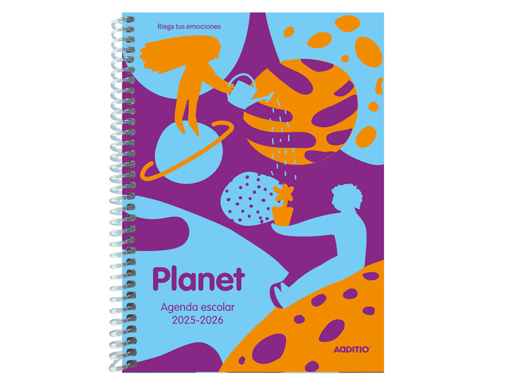 AGENDA ESPIRAL ADDITIO ESCOLAR PLANET DIN A5 SEMANA VISTA 128 PAGINAS TAPA POLIPROPILENO 150X210 MM