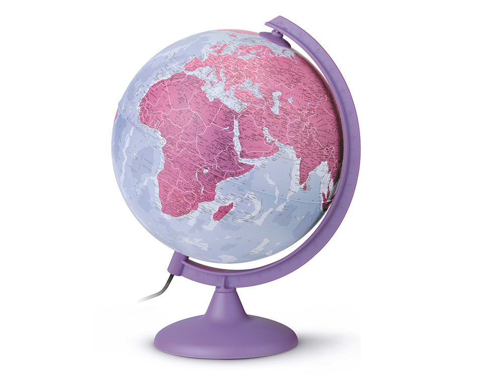 GLOBO TERRAQUEO NOVA RICO CON LUZ BASE Y MERIDIANO COLOR MORADO DIAMETRO 25 CM