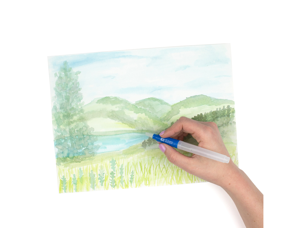 PINCEL TOMBOW WATER BRUSH CON DEPOSITO RELLENABLE PUNTA PLANA BLISTER DE 1 UNIDAD