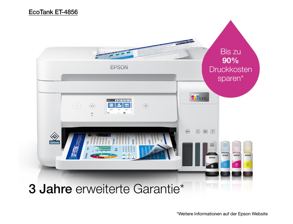 EQUIPO MULTIFUNCION EPSON ECOTANK ET-4856 TINTA 33 PPM ESCANER COPIADORA IMPRESORA FAX BANDEJA ENTRADA 250 HOJAS