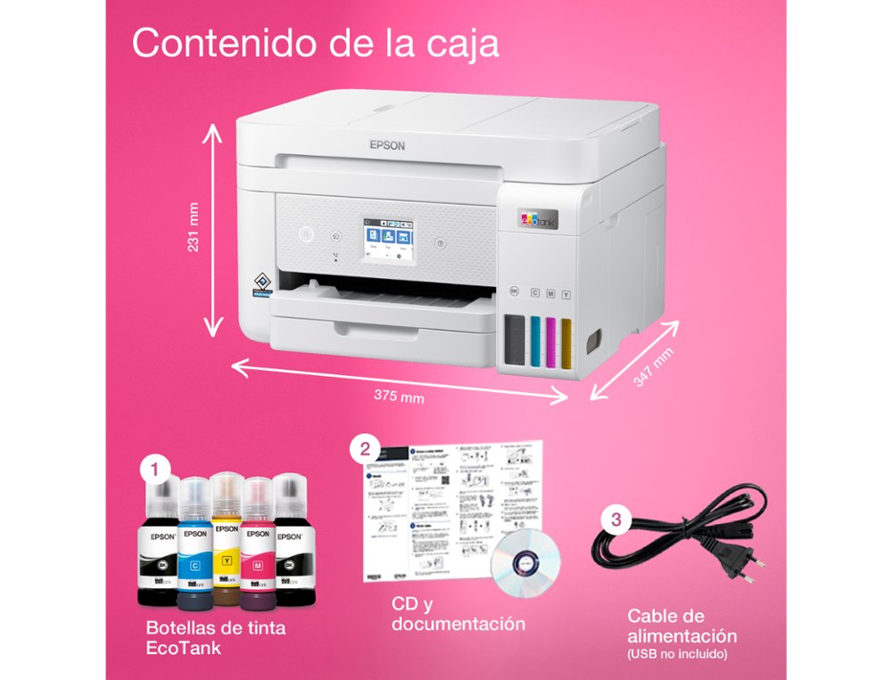EQUIPO MULTIFUNCION EPSON ECOTANK ET-4856 TINTA 33 PPM ESCANER COPIADORA IMPRESORA FAX BANDEJA ENTRADA 250 HOJAS