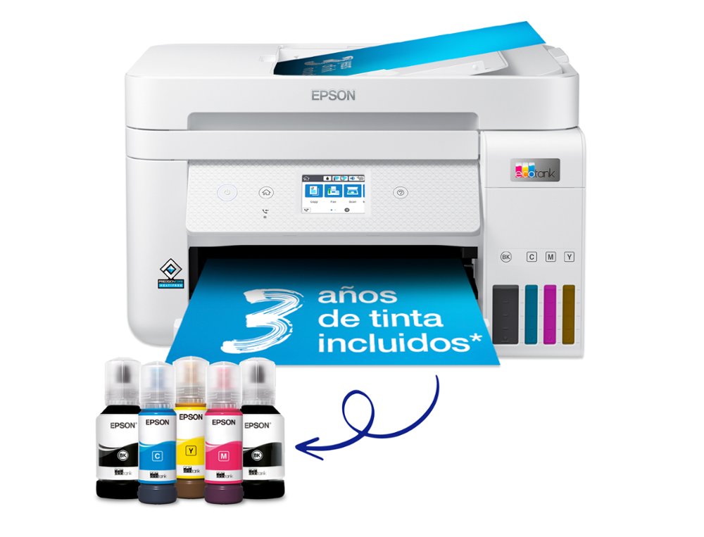 EQUIPO MULTIFUNCION EPSON ECOTANK ET-4856 TINTA 33 PPM ESCANER COPIADORA IMPRESORA FAX BANDEJA ENTRADA 250 HOJAS
