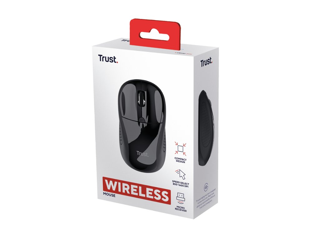 RATON TRUST BASIC OPTICO INALAMBRICO ECO 4 BOTONES 800/1600 DPI USB 2.0 COLOR NEGRO
