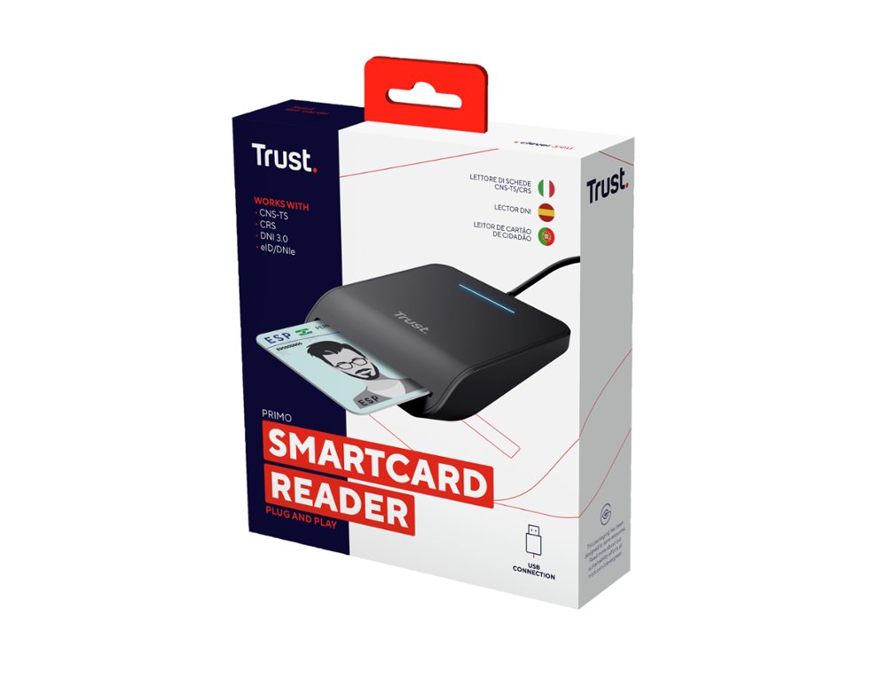 LECTOR DE TARJETAS TRUST PRIMO DNI SMARTCARD USB-A COLOR NEGRO