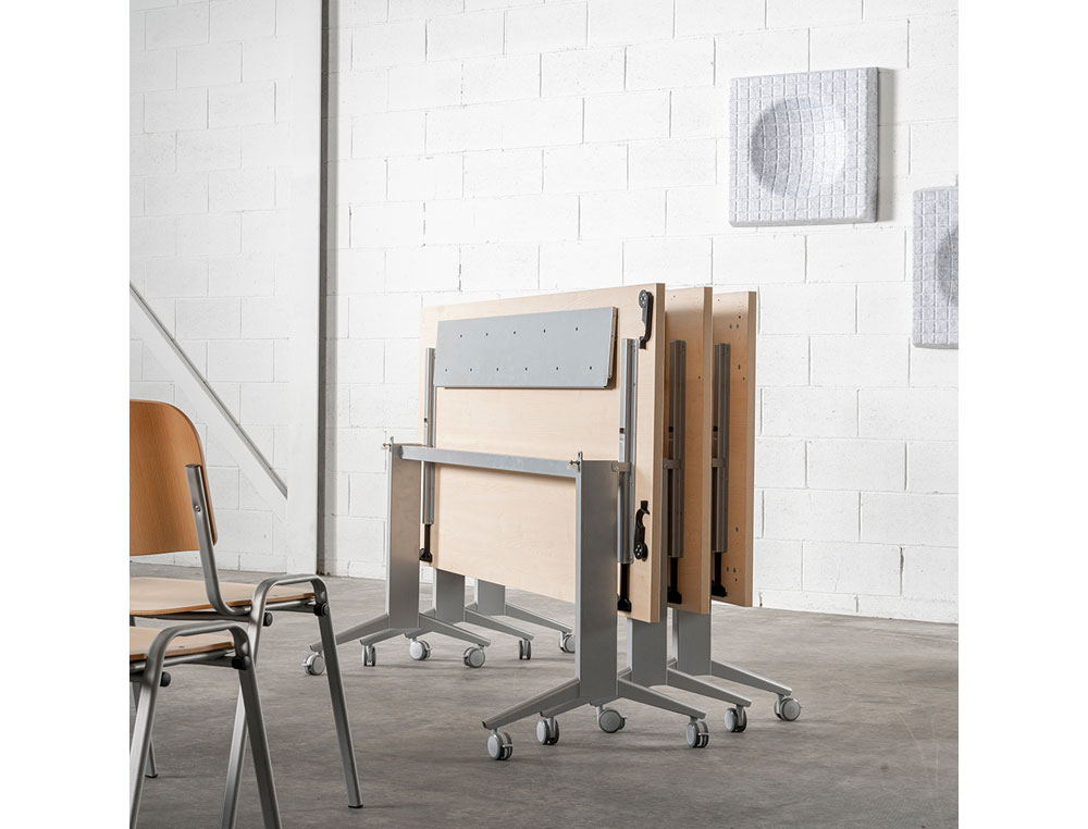 MESA ROCADA 2002FD04 CON TABLERO ABATIBLE COLOR ALUMINIO/BLANCO 160X80 CM