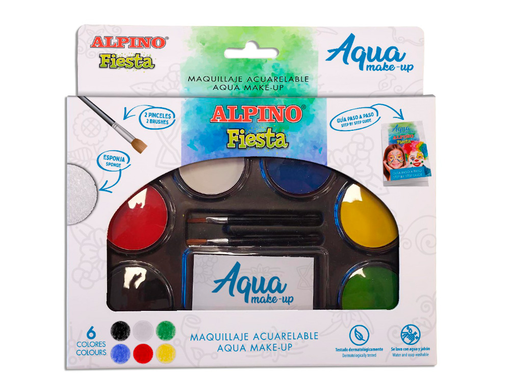 PALETA MAQUILLAJE ALPINO ACUARELABLE PRO 6 COLORES SURTIDOS