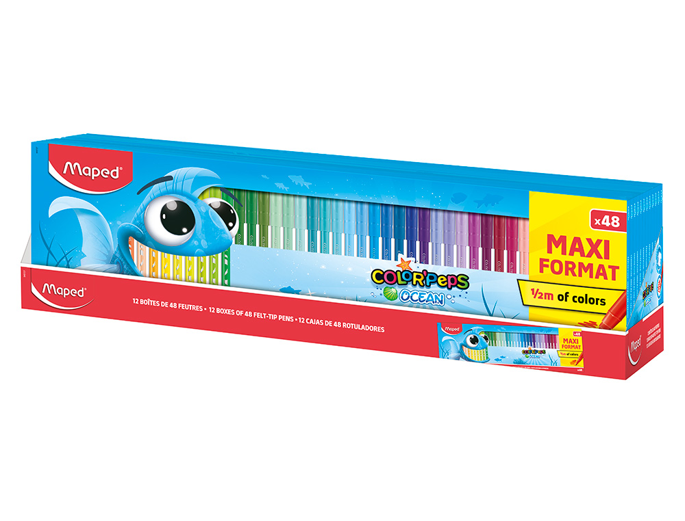 ROTULADOR MAPED COLOR PEPS OCEAN CAJA DE 48 UNIDADES COLORES SURTIDOS