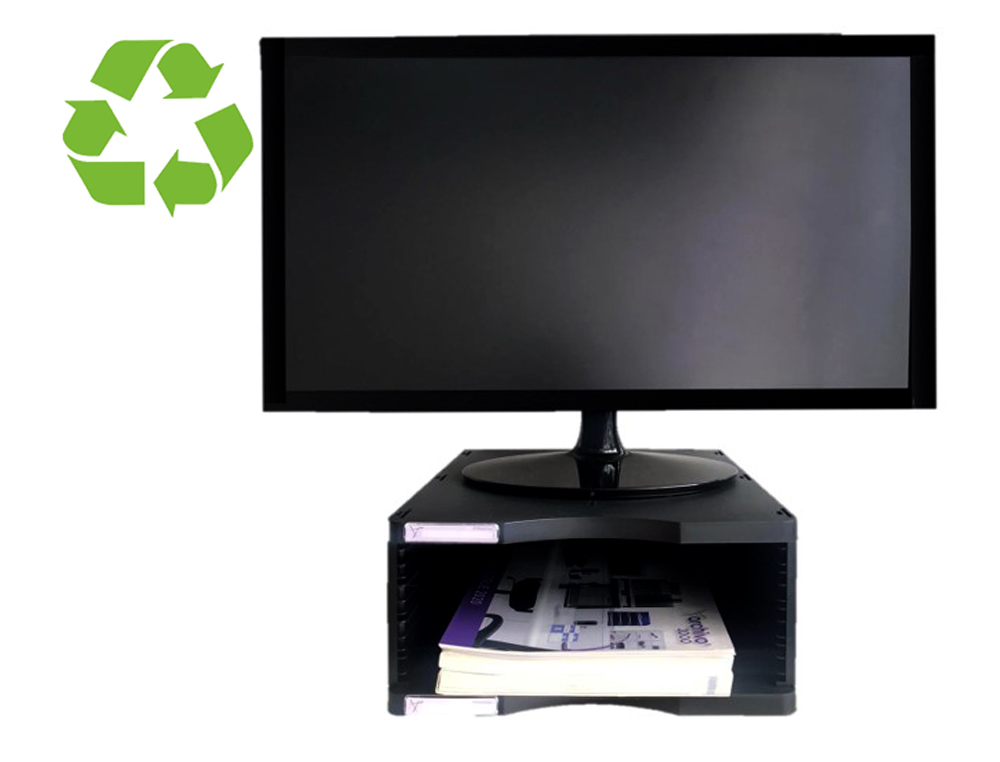 SOPORTE ARCHIVO 2000 PARA MONITOR POLIESTER 100% RECICLADO CON COMPARTIMENTO PARA FORMATOS DIN A4 Y FOLIO