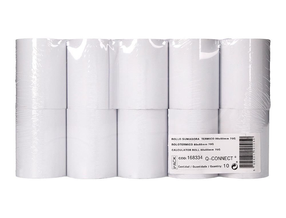 ROLLO SUMADORA TERMICO GREENING 80 MM ANCHO X 60 MM DIAMETRO SIN BISFENOL A PAPEL DE 70 G/M2
