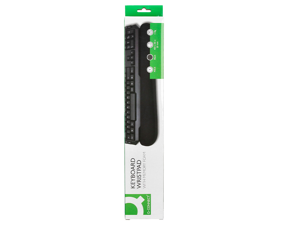 REPOSAMUÑECAS Q-CONNECT MEMORY FOAM PARA TECLADO COLOR NEGRO 460X85X25 MM