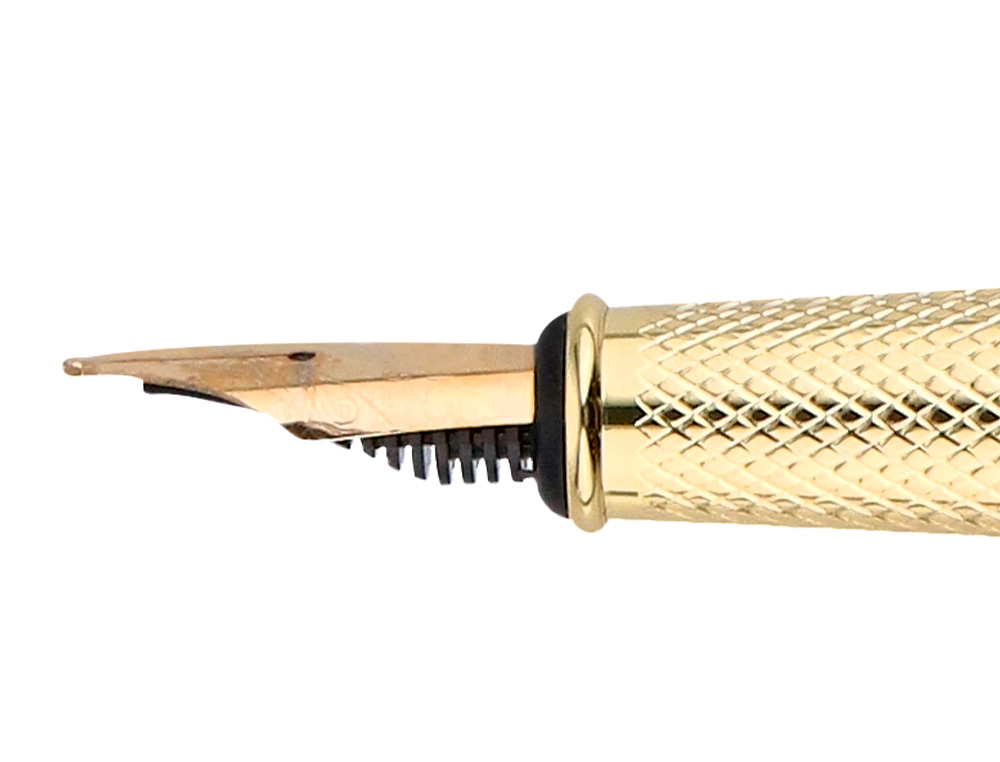 PLUMA BELIUS PASSION DOR ALUMINIO TEXTURA CEPILLADA COLOR NEGRO Y DORADO TINTA AZUL CAJA DE DISEÑO