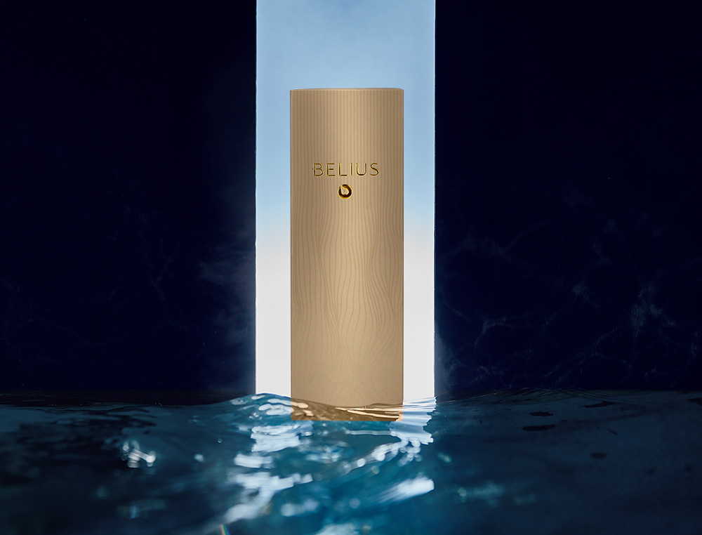 PLUMA BELIUS NEPTUNO ALUMINIO TEXTURA WAVY COLOR CAQUI TINTA AZUL CAJA DE DISEÑO