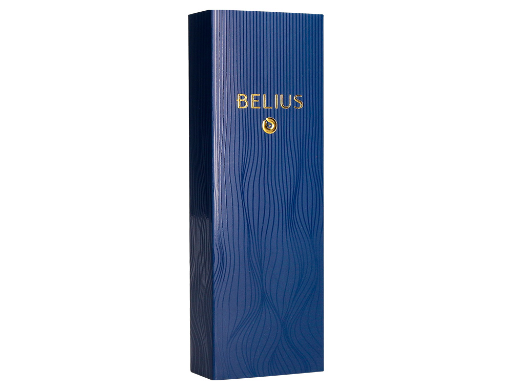 PLUMA BELIUS NEPTUNO ALUMINIO TEXTURA WAVY COLOR AZUL MARINO TINTA AZUL CAJA DE DISEÑO