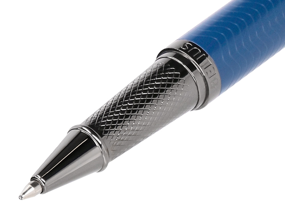 BOLIGRAFO BELIUS NEPTUNO ALUMINIO TEXTURA WAVY COLOR AZUL MARINO TINTA AZUL CAJA DE DISEÑO