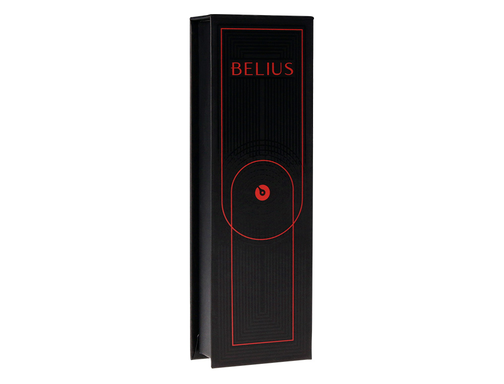BOLIGRAFO BELIUS TURBO ALUMINIO COLOR ROJO Y NEGRO TINTA AZUL CAJA DE DISEÑO