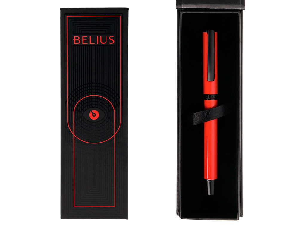 ROLLER BELIUS TURBO ALUMINIO COLOR ROJO Y NEGRO TINTA AZUL CAJA DE DISEO