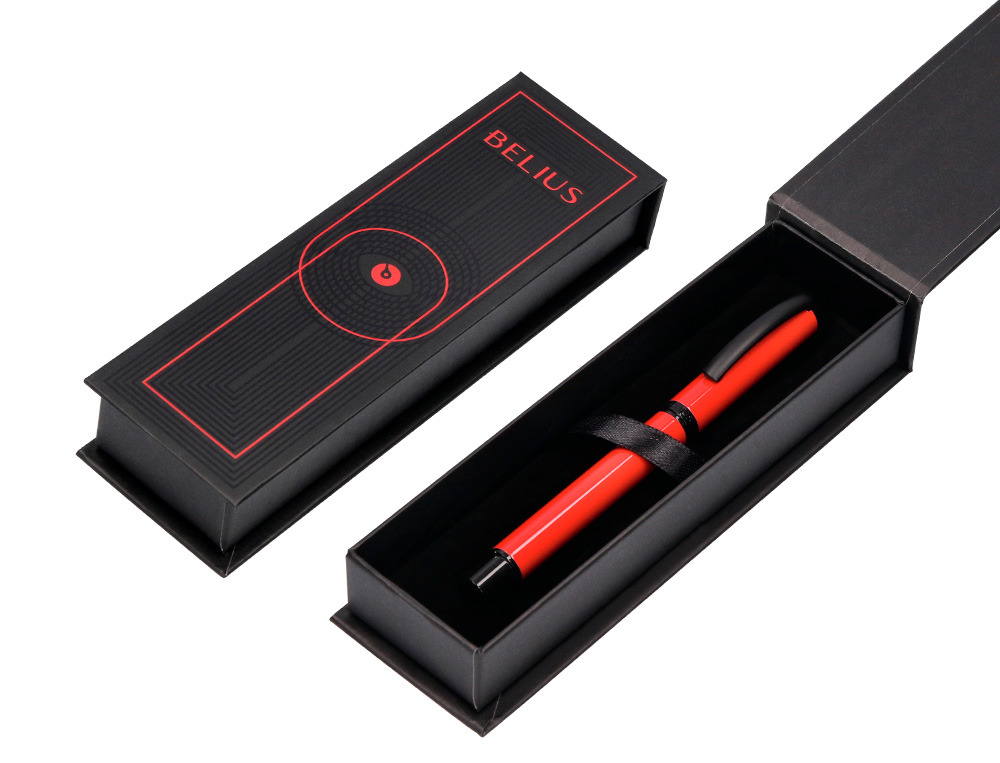 ROLLER BELIUS TURBO ALUMINIO COLOR ROJO Y NEGRO TINTA AZUL CAJA DE DISEO