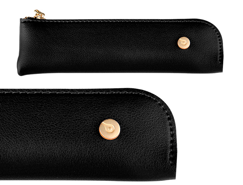 PLUMA Y ESTUCHE BELIUS SOIREE COLOR ART DECO NEGRO Y DORADO TINTA AZUL CAJA DE DISEÑO