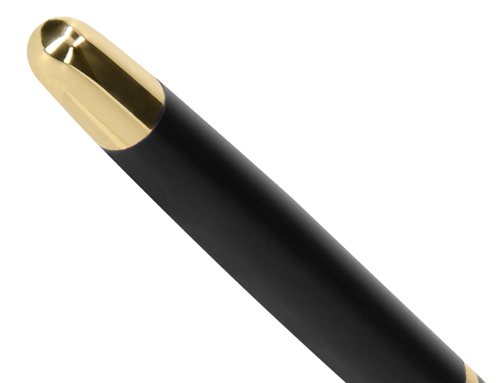 BOLIGRAFO Y ESTUCHE BELIUS SOIREE COLOR NEGRO Y DORADO TINTA AZUL CAJA DE DISEÑO