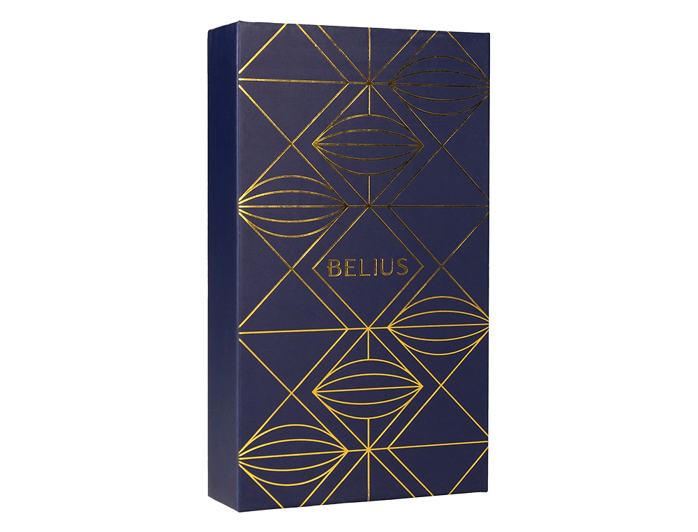 PLUMA Y ESTUCHE BELIUS SOIREE COLOR ART DECO AZUL MARINO Y DORADO TINTA AZUL CAJA DE DISEÑO