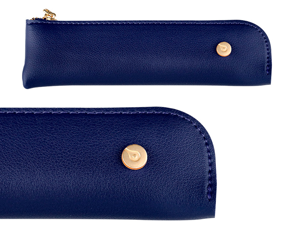 PLUMA Y ESTUCHE BELIUS SOIREE COLOR ART DECO AZUL MARINO Y DORADO TINTA AZUL CAJA DE DISEÑO
