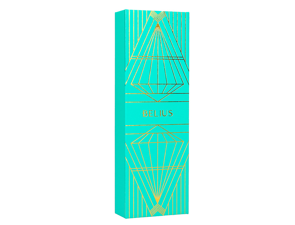 PLUMA BELIUS SOIREE ALUMINIO COLOR ART DECO TURQUESA Y DORADO TINTA AZUL CAJA DE DISEÑO