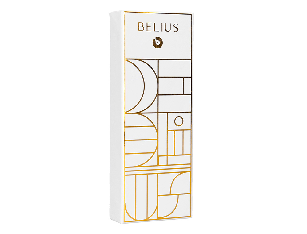 BOLIGRAFO BELIUS CARTE BLANCHE COLOR Y BLANCO DORADO TINTA AZUL CAJA DE DISEÑO