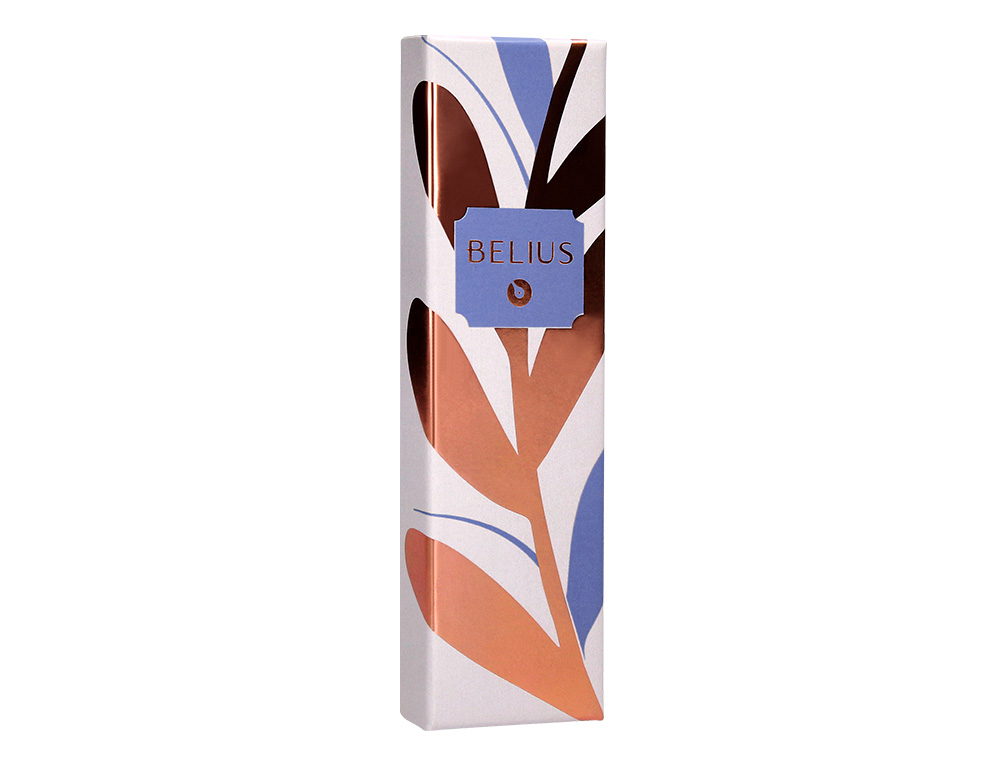 BOLIGRAFO BELIUS ROSE ALUMINIO COLOR AZUL ELECTRICO/ORO ROSA TINTA AZUL CAJA DE DISEÑO