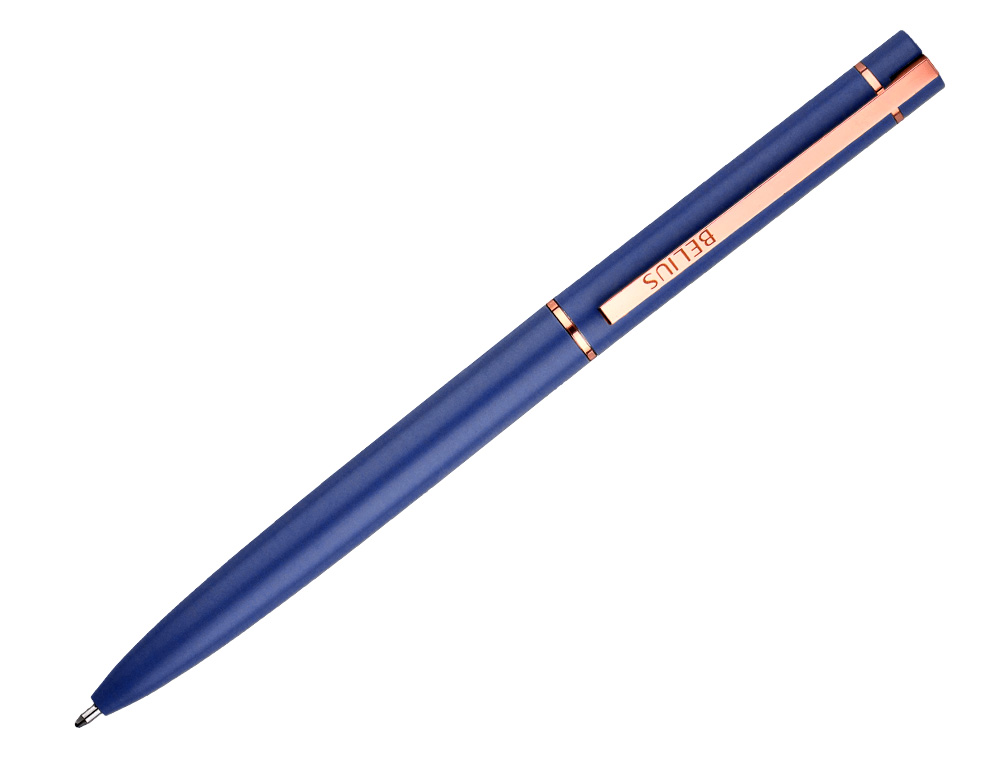 BOLIGRAFO BELIUS ROSE ALUMINIO COLOR AZUL ELECTRICO/ORO ROSA TINTA AZUL CAJA DE DISEÑO