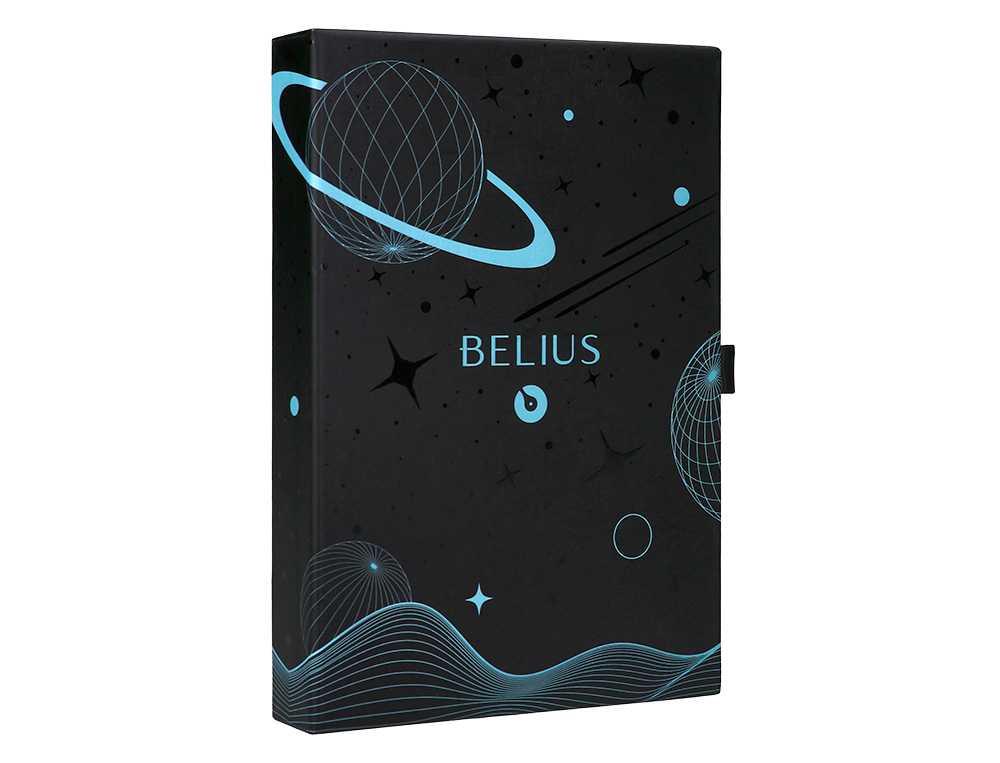 PLUMA Y FUNDA DE SIMILPIEL BELIUS SPACE B COLOR MINIMALISTA AZUL TINTA AZUL CAJA DE DISEÑO