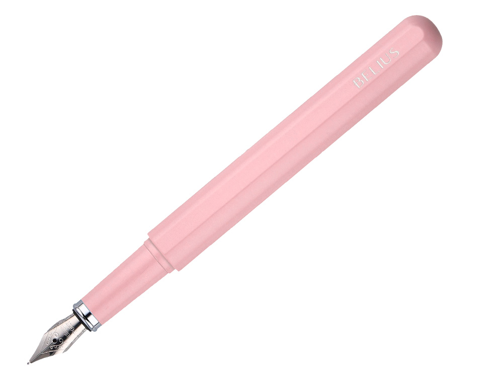 PLUMA Y FUNDA DE SIMILPIEL BELIUS SPACE B COLOR MINIMALISTA ROSA TINTA AZUL CAJA DE DISEÑO