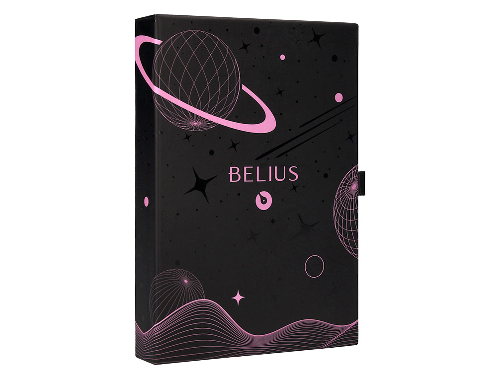 PLUMA Y FUNDA DE SIMILPIEL BELIUS SPACE B COLOR MINIMALISTA ROSA TINTA AZUL CAJA DE DISEÑO